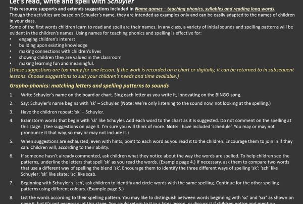 Let’s Read, Write and Spell with Schuyler
