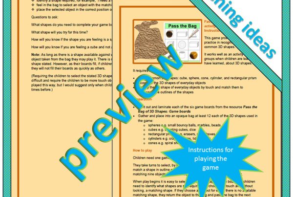 Pass The Bag 3D Shapes – An Activity For Maths Groups